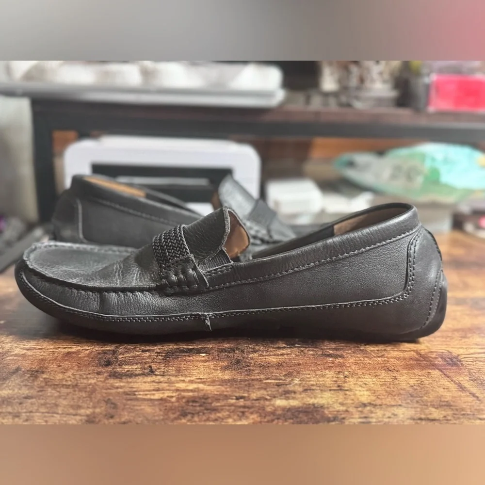 Clarks Markman Plain Black Leather Driving Loafers 11.5 M
